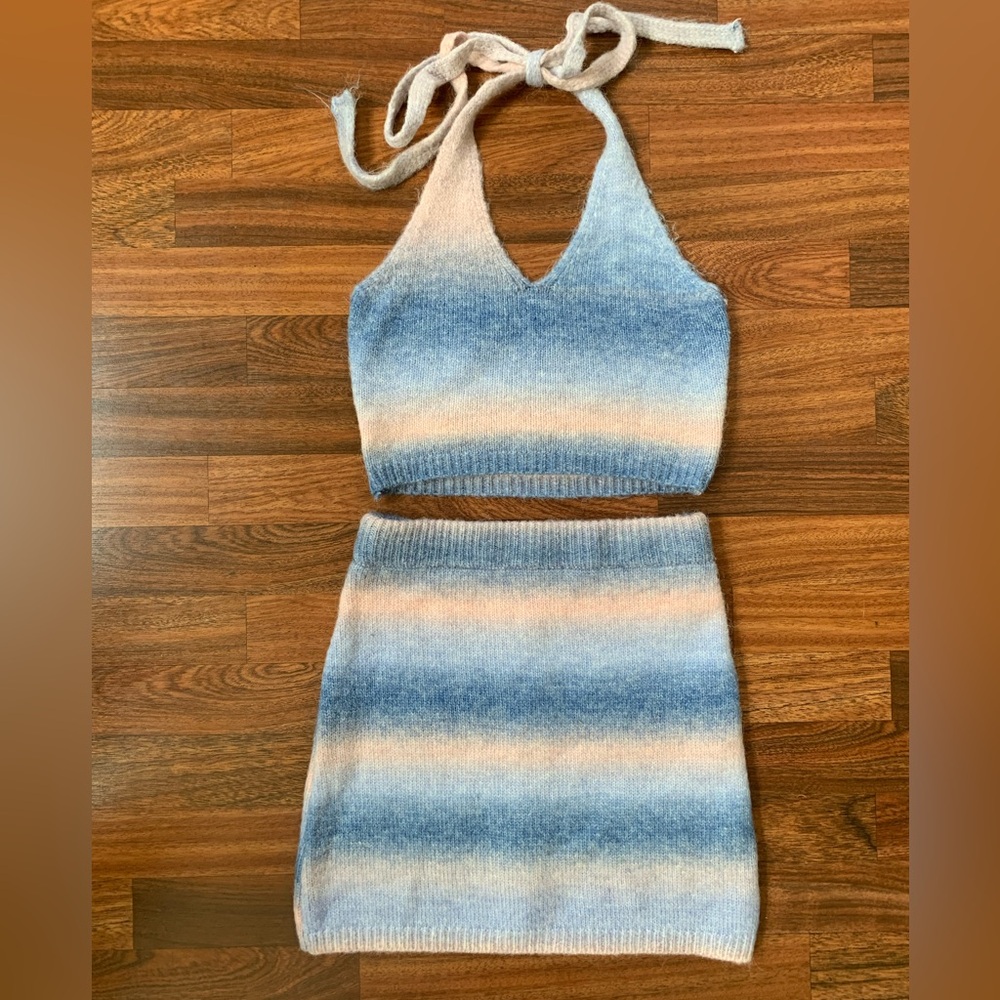 2 piece Skirt and Top matching set NWT! 8 Birdies Sz M light pink and blue